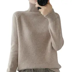 Women's Thick Sweaters Oversize Turtleneck Women Winter Warm White Pullovers Knitted High Neck Oversized Sweater For Women Tops