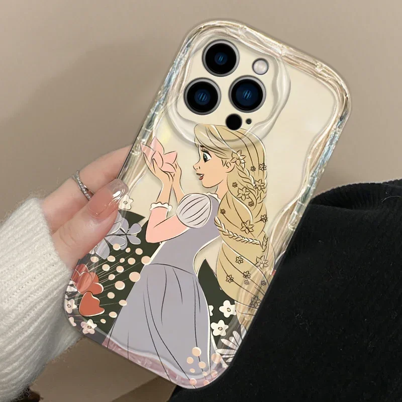 Disney Rapunzel Cover For iPhone 15 14 13 12 11 Pro X XR XS Max Plus 8 7 Plus SE Wave Oil Phone Case