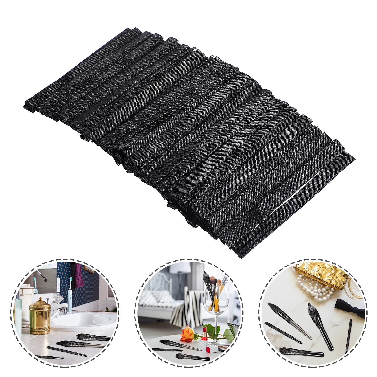 100 قطعة من واقي فرشاة المكياج، غطاء شبكي قابل للتوسيع لتخزين السفر، يحافظ على الفرش على شكل نظيف، أغطية حماية متينة من البولي ايثيلين