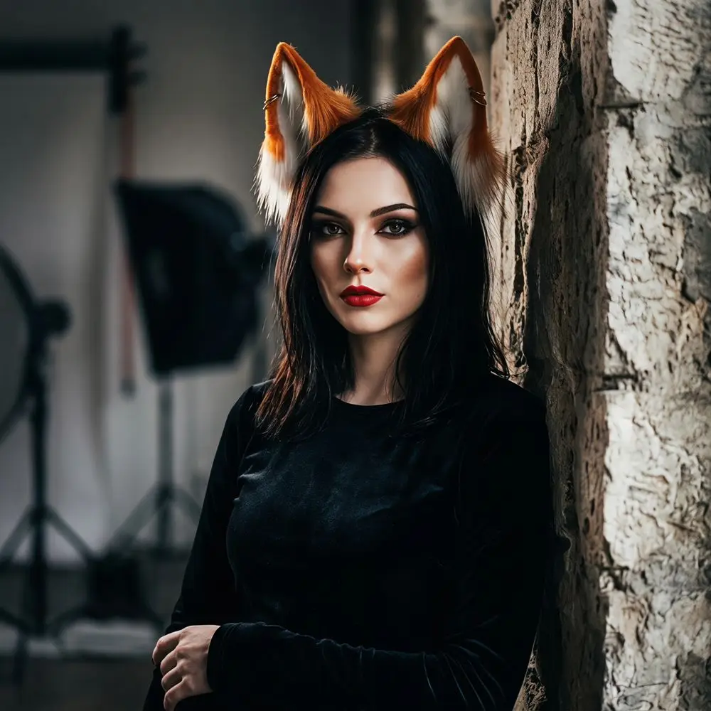 Practical Animal Cat Ears Headband Artificial Faux Furs Gothic Headband Hair Accessories Reusable Lolita Ears Headwear Photo