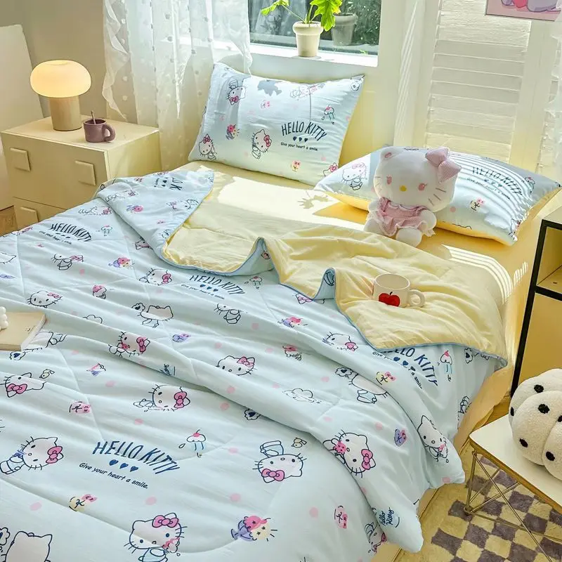 

New 2024 Sanrio Anime Kawaii Hello Kitty Kuromi Winter Thickened Plush Soft Blanket Cute Cartoon Cinnamoroll Warn Shawl Blanket