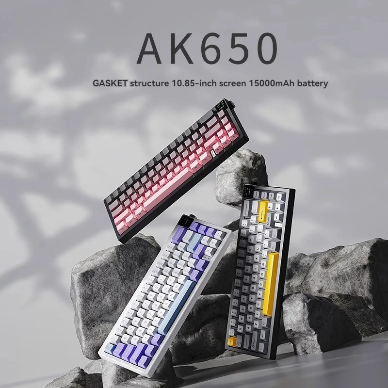 AK650 Mechanical Keyboard Tri-mode Wireless Hot Swap Gasket  Hifi Switch DIY RGB Knob Customized Gaming keyboard Pc Accessories