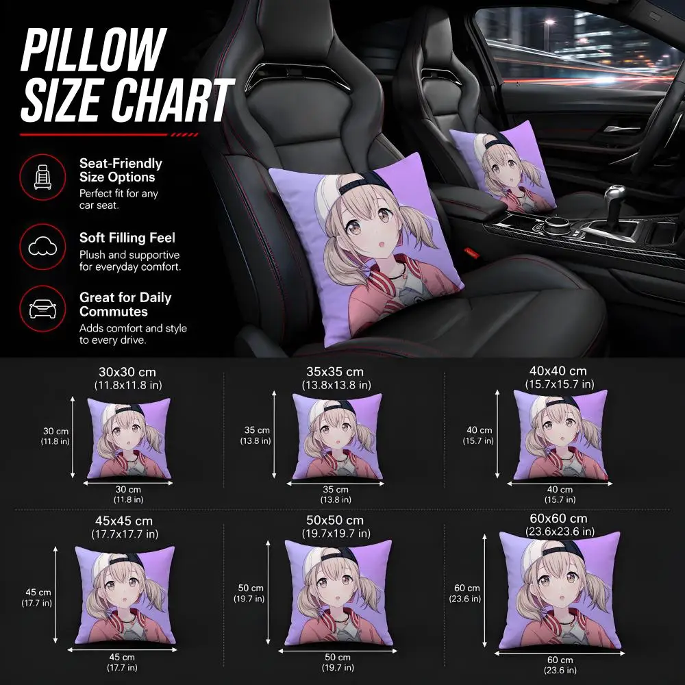 P-Project S-Sekai Anime Young Cushion Cover 1pc Square Throw Pillow Cover Soft Fabric Removable Washable Couch Bed Chair