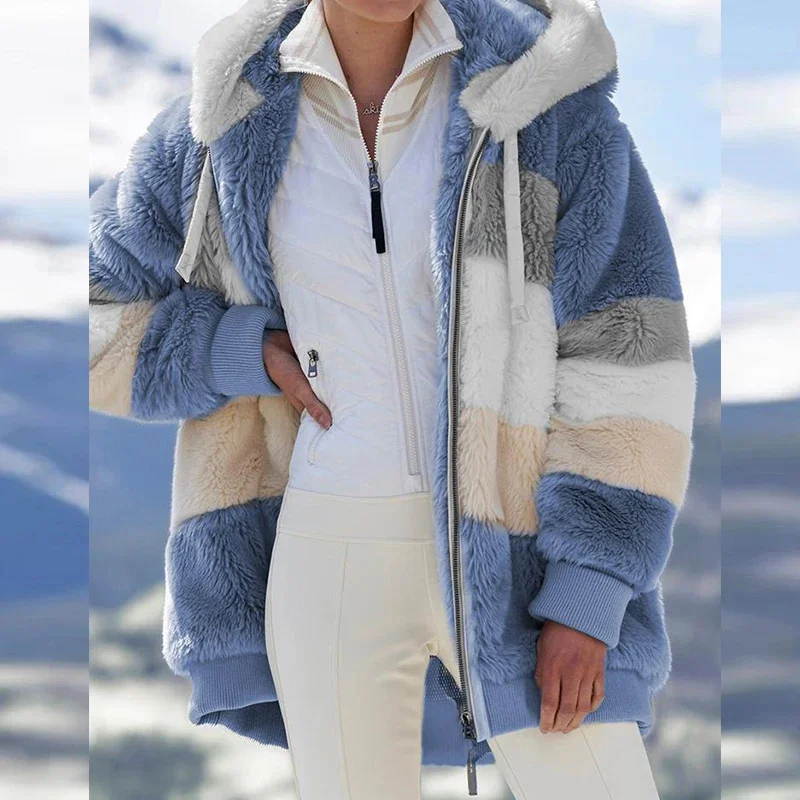 

Plus Size Coat Women Winter Jacket Sport Windbreaker Long Casual Faux Fur Warm Thick Fleece Overcoat Lady Sportswear