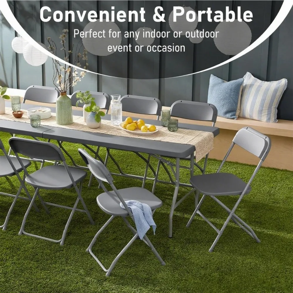Portable Stackable Folding Chairs for Indoor Outdoor Use, Commercial Grade Steel Frame, 350lb Capacity, Ideal for Events