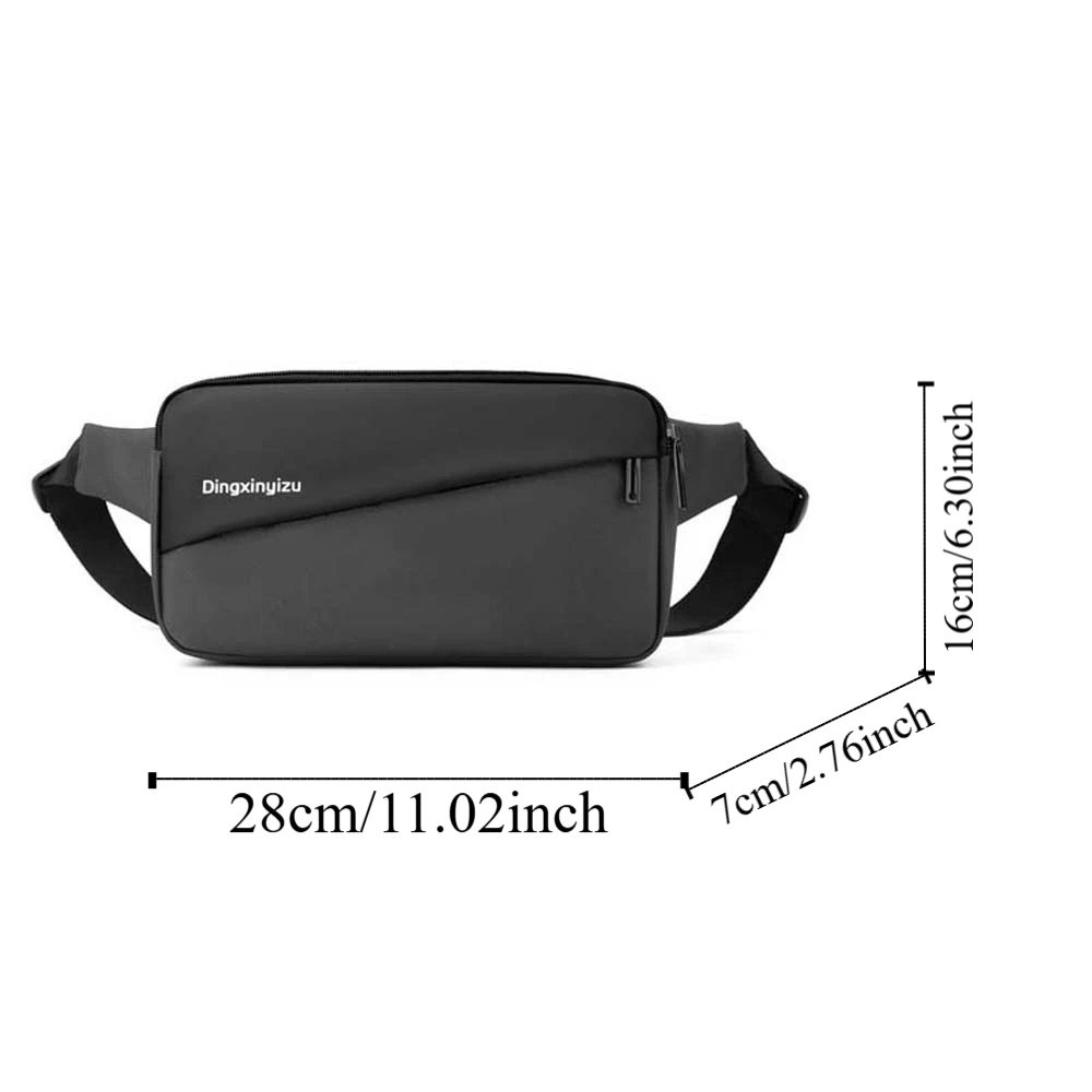 Nylon Men's Chest Bag Multi Functional Large Capacity Outdoor Waist Bag Label Adjustable Strap Sports Walking Bag Jogging