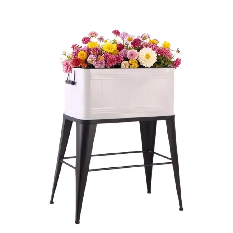 

Customized metal flower pot with bracket, modern style outdoor iron metal multi-functional flower pot