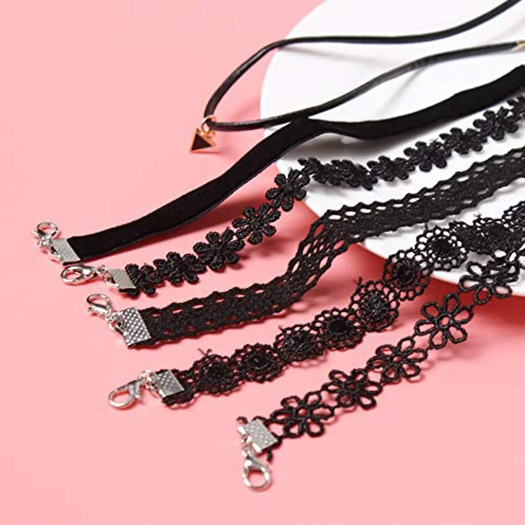 

New-Design 6 PCS Choker Set Choker Necklaces Black Velvet Choker Set