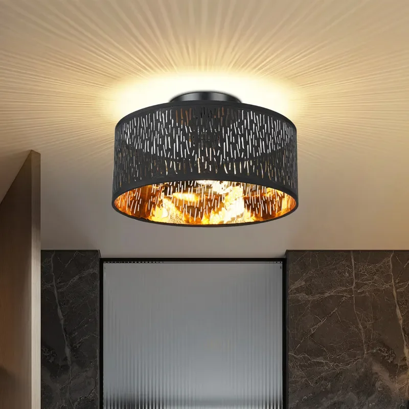 Nordic Modern Minimalist Led Ceiling Light Hollow Vertical Pattern Fabric Shade Lamps Bedroom Dining Room Study Lighting Fixture