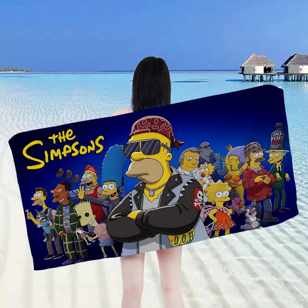 بطانية S-Simpson من الألياف الدقيقة سريعة الجفاف مناشف الشاطئ بطباعة كبيرة الحجم وبطانية منشفة حمام السباحة فائقة الامتصاص #1