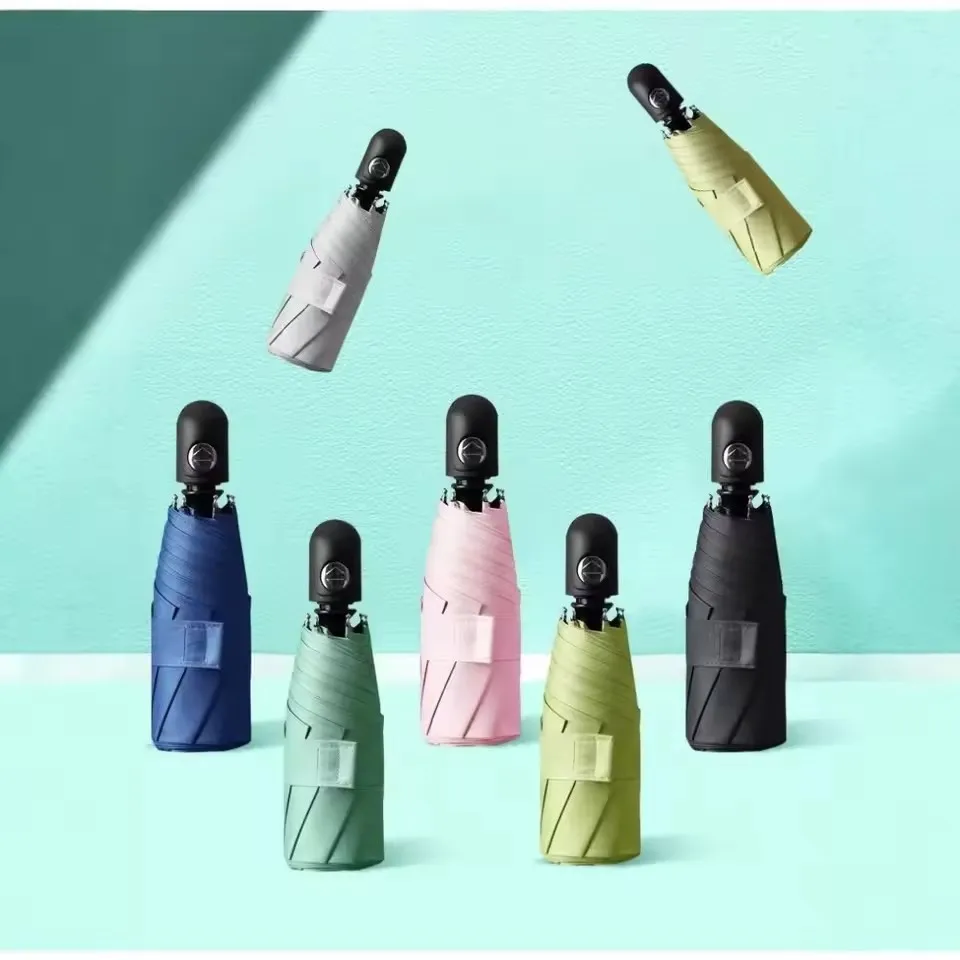 

Летний мини-автоматический виниловый зонт для защиты от солнца, защита от ультрафиолета, женский персонализированный зонт для женщин и мужчин, креативный солнцезащитный козырек