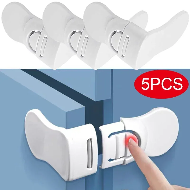 

2/5PCS Baby Safety Locks Drawer Lock Anti-Pinching Hand Cabinet White Drawer Locks Refrigerator Lock Buckle Children Protection