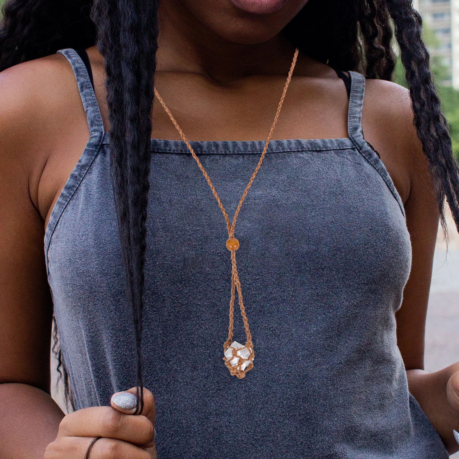 المنسوجة يدويا قلادة قابل للتعديل حامل فارغ كريستال حجر سحر قفص القلائد Diy بها بنفسك مجوهرات الحبل للحجارة