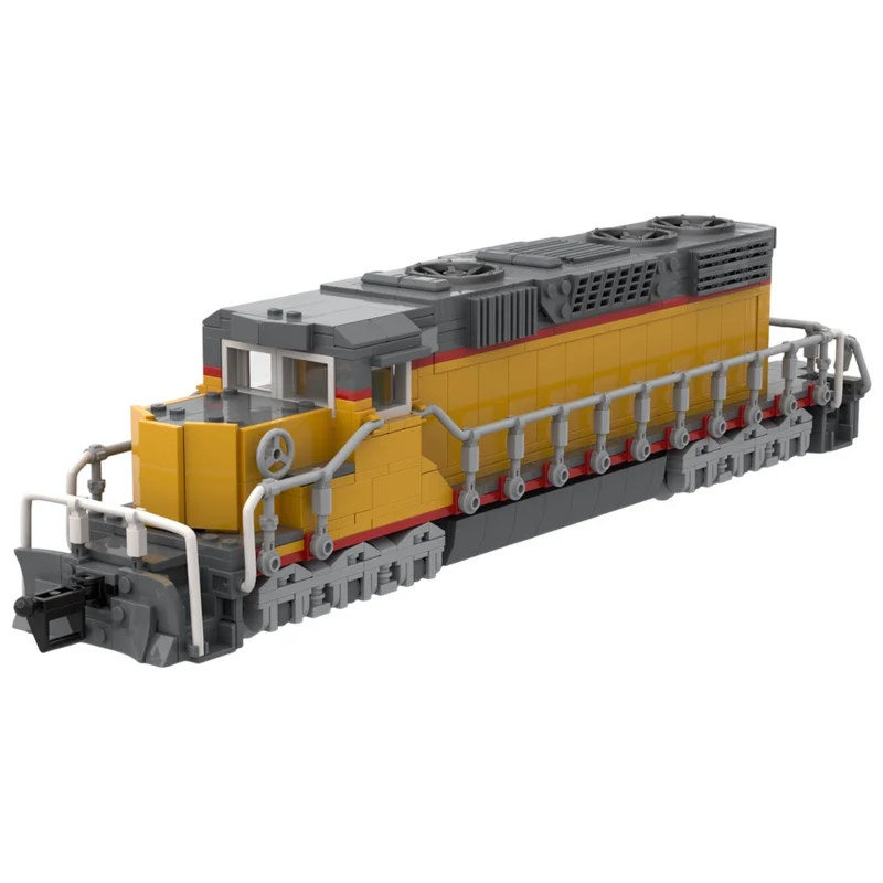 MOC Building Blocks Union Pacific Freight Locomotive Classic Railroad Detailed Realistic DIY Brick Kit Desktop Scene Ornament