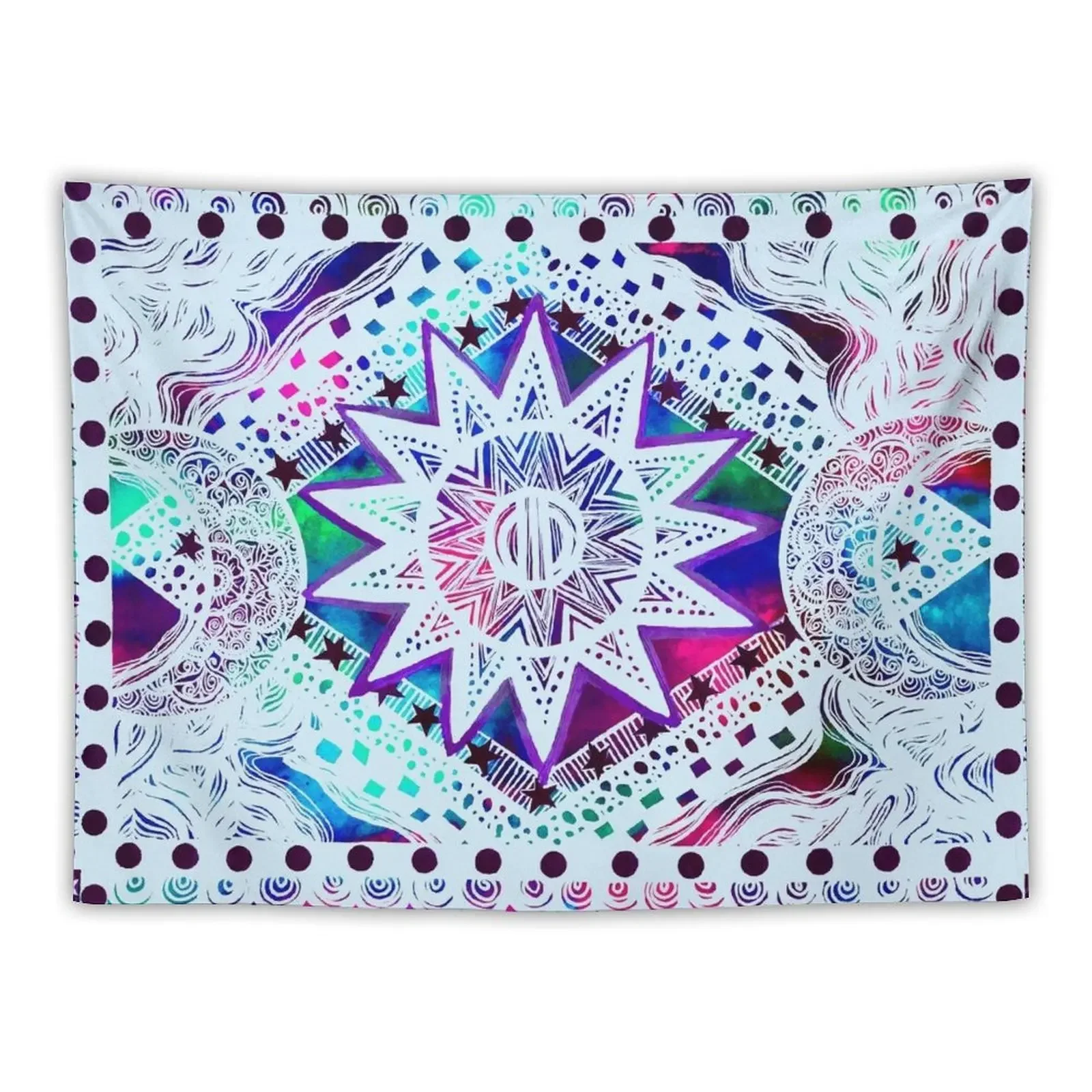 Black Light Sun Moon and Stars: gleam Tapestry Decoration For Bedroom Cute Decor Tapestry