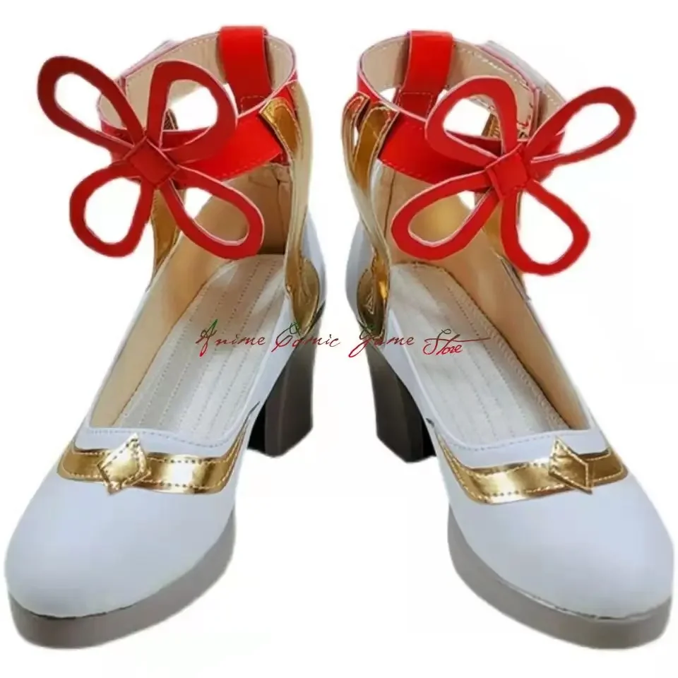 Genshin Impact Game Ganyu Cosplay sapatos femininos, sapatos de salto alto