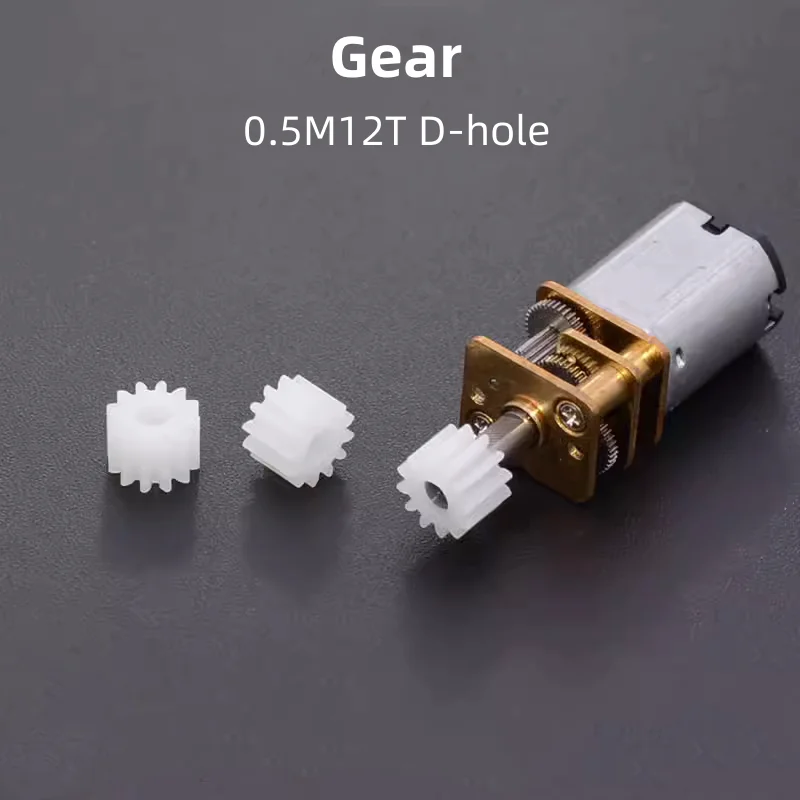 10PCS/LOT 0.5M 12Teeth D-hole 3mm Motor Spindle Drive Teeth N20 Plastic Gear