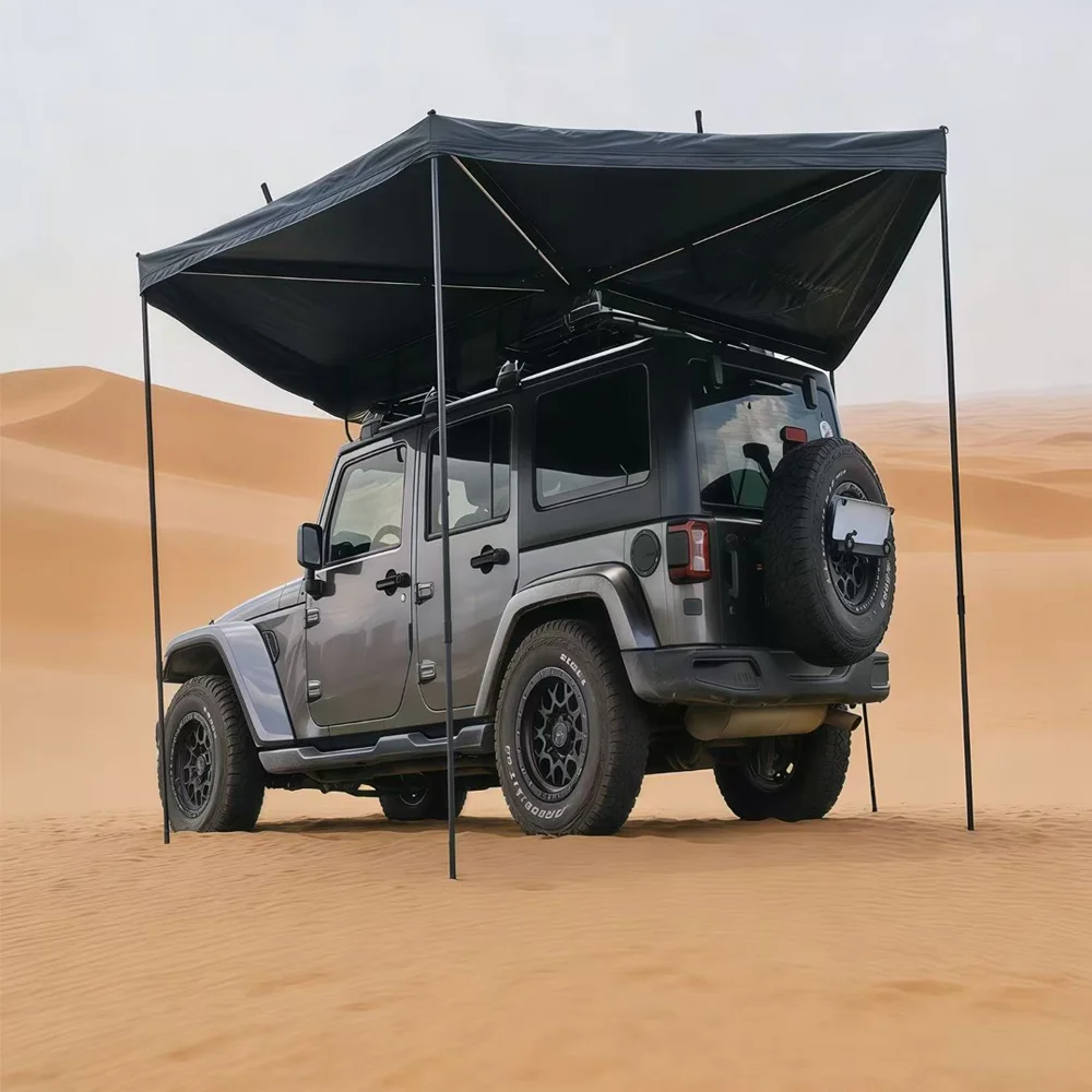 WP6007 ABS Hard Shell Four-Season Waterproof Foldable Car Side Tent with 270-Degree Speed Opening Fan-Shaped Design 2m Radius
