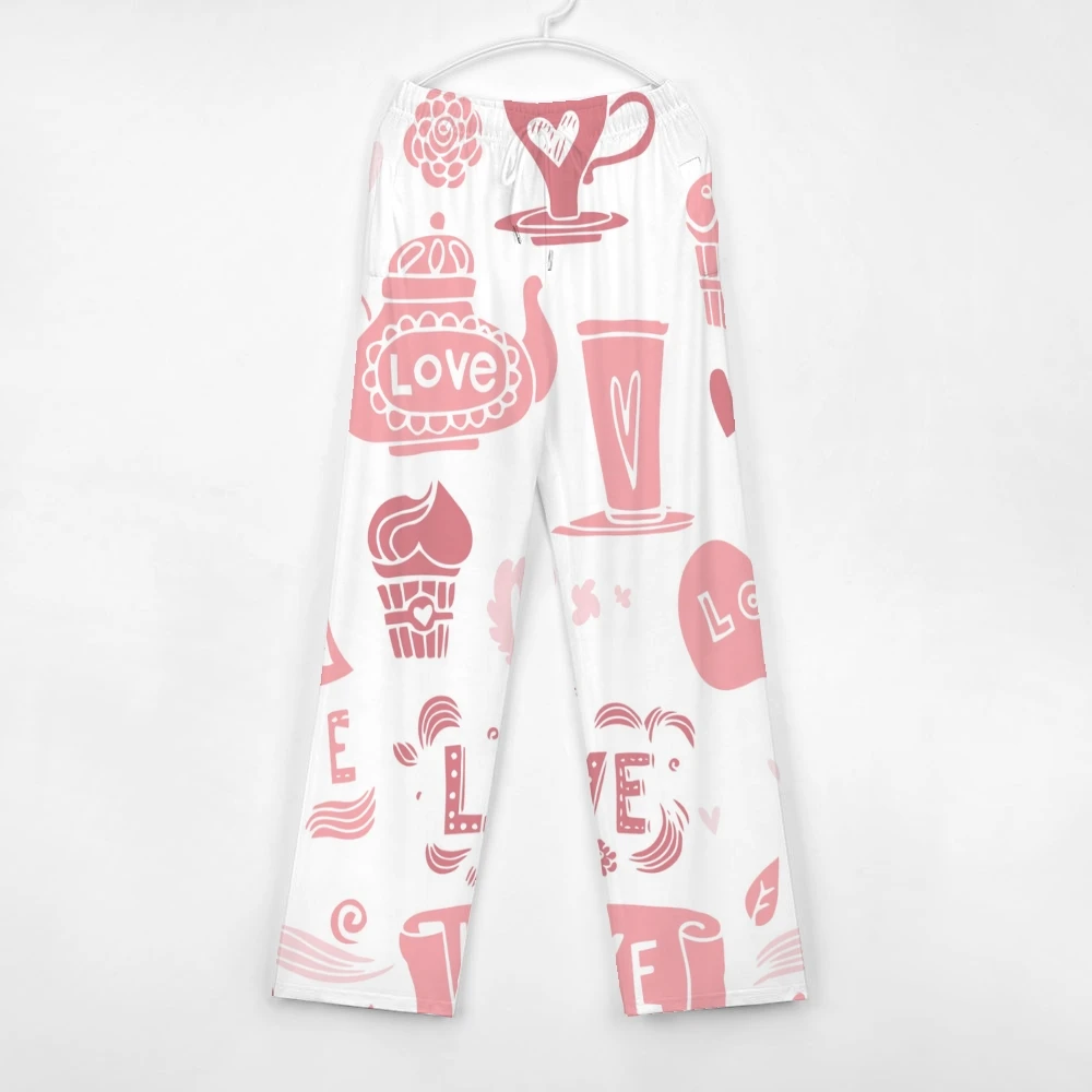 Love Pyjama Broek Heren Dames Loungebroek Superzacht Unisex Slaap Pyjama Broekje Met Zakken Trekkoord