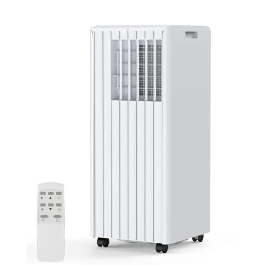 

Portable air conditioner for indoor rooms, 8000 BTU, white plastic, 3-in-1 cooling/dehumidifying/fan with sleep mode, 24h timer