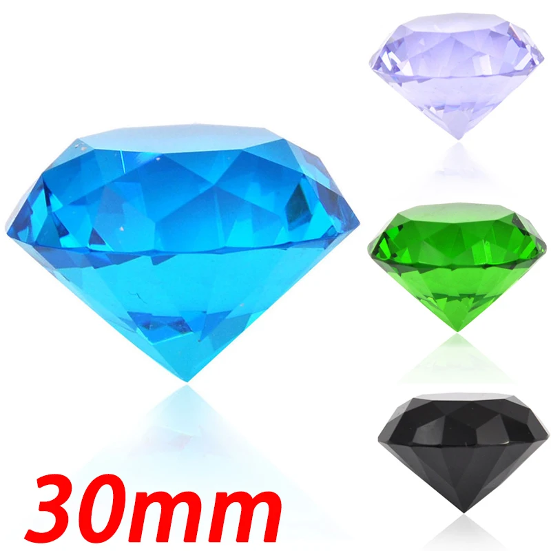 1PCS Paperweight Glass Crystal Diamond Shape Paperweights Facet Jewel Wedding Decor Gift 30mm