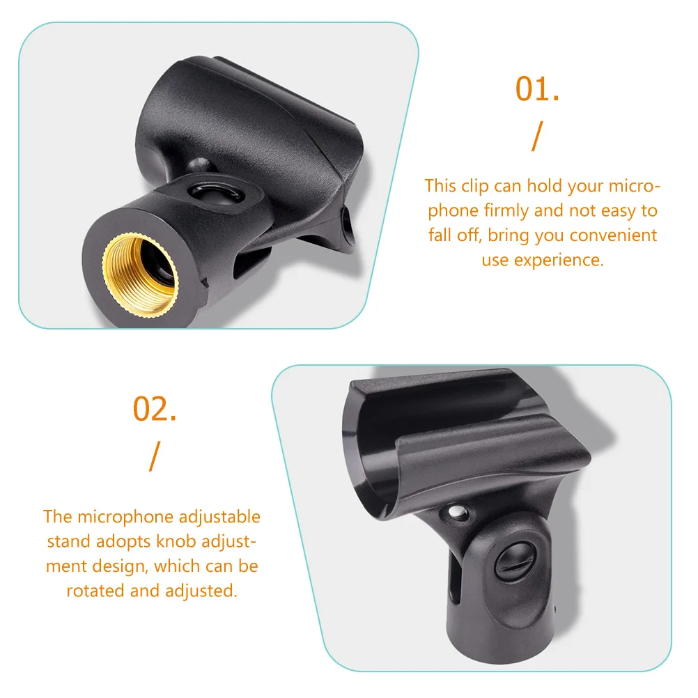 

2 Pcs Microphone Clip Universal H held Mic St Holder Clamp Desk Adjustable Knob Safe Material Detailed Workmanship KTV Stage