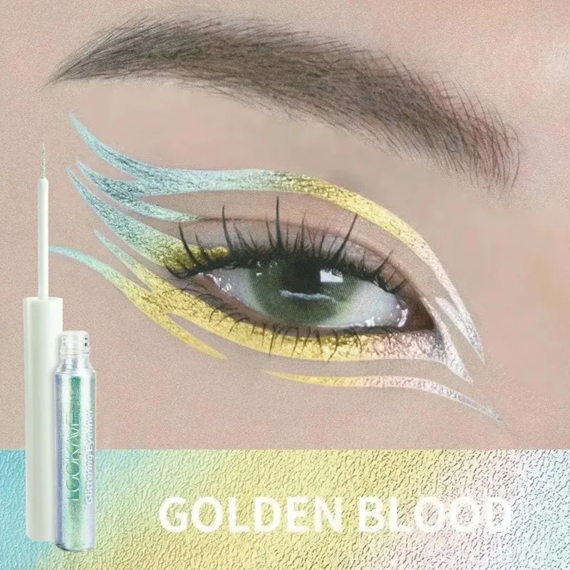 Błyszczący eyeliner w płynie kameleon, metaliczny cień do powiek z brokatem, wielokolorowy eyeliner, perłowy, polaryzujący pigment do makijażu oczu Aurora