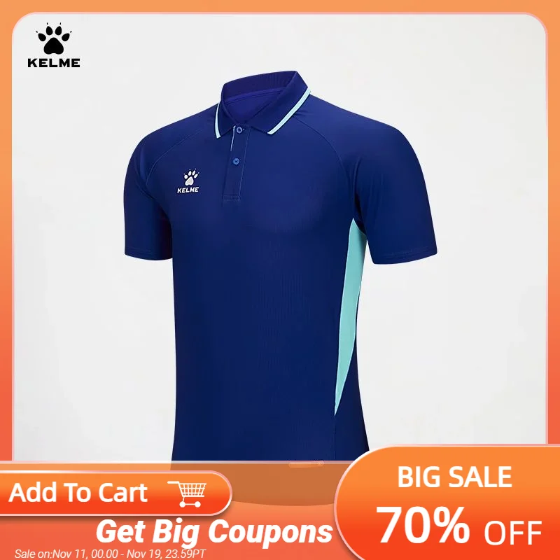 

Kelme Мужская рубашка-поло Женский модный спортивный топ с откидным воротником Уличная футболка с коротким рукавом для бега и фитнеса