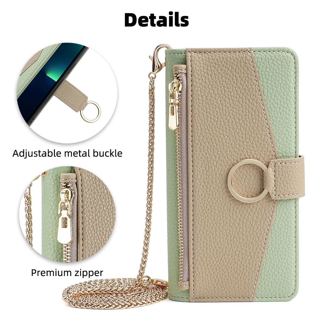 

Zipper wallet Phone Case for OnePlus Ace 6 6T Nord CE4 Lite 15 13R 13 12R Cases Adjustable metal buckle multi-functional Funda