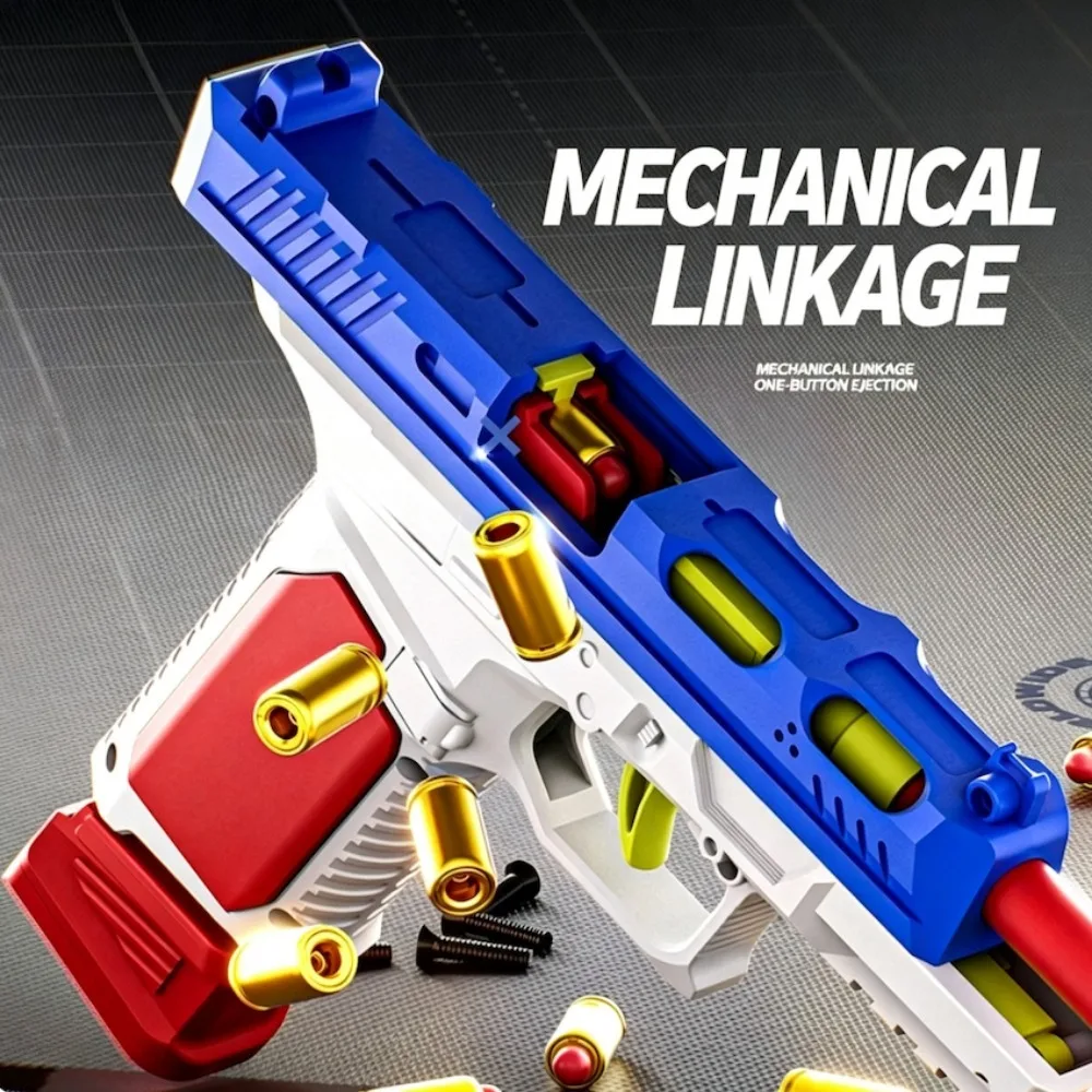 Automatic Shell Ejecting Toy Gun Soft Bullet Education Model Realistic Toy Pistol Shooting Game Gifts for Christmas Birthday