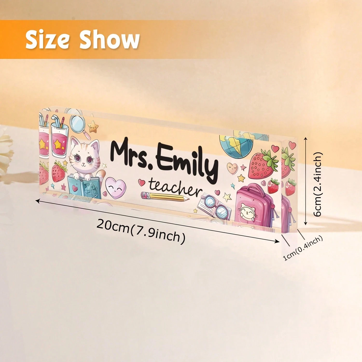 لوحة اسم مكتبية مخصصة مقاس 20*6 سم، 32 تصميمًا على شكل نجمة وقمر، هدية أكريليك مخصصة للمعلمين والرئيس والطلاب، ديكور المكتب #2