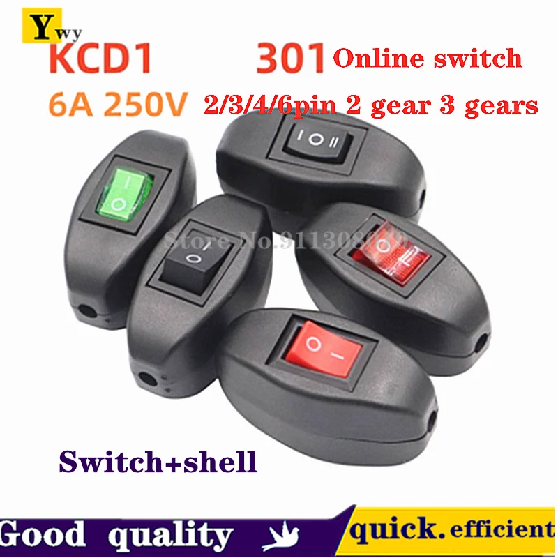 1SET 301 online switch -type switch with shell 6A bedside lamp Midway switch red green 2/3/4 foot lamp 6 -foot 3 gears