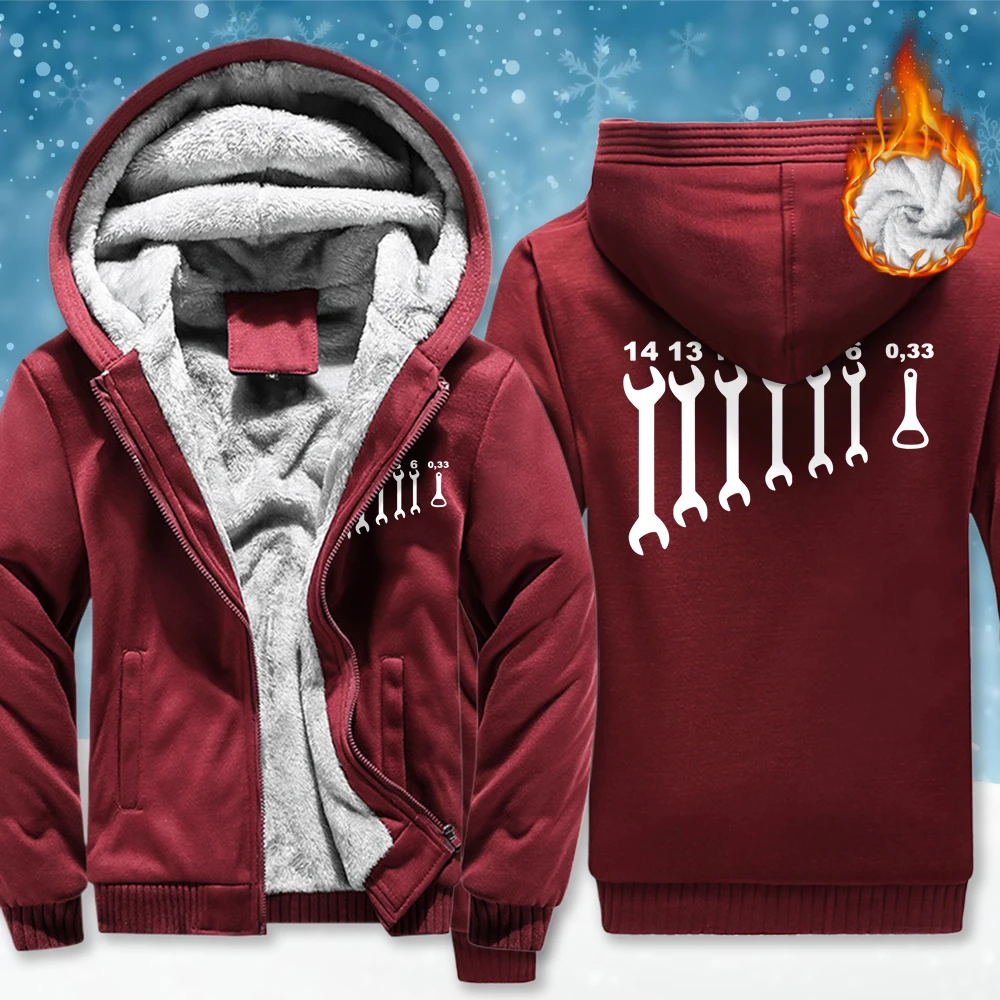 

Repair Tools Of Different Sizes Men Zipper Thicken Coat Fashion Pocket Top Fleece Casual Long Sleeve Winter Unisex Loose Hoodie