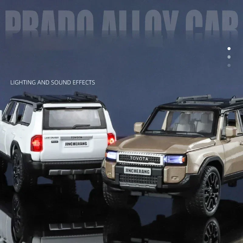 1:32 Toyota Land Cruiser Prado SUV 2024 coche de juguete fundido a presión de aleación modelo sonido y luz juguete para niños coleccionables regalo de cumpleaños