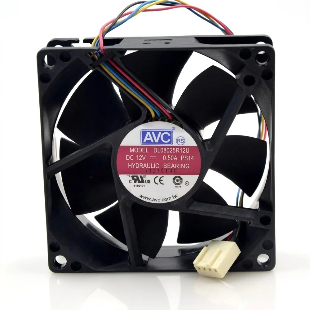 For AVC DL08025R12U 8025 DC12V 0.5A 8CM 4-Wire PWM Speed Control Cooling Fan