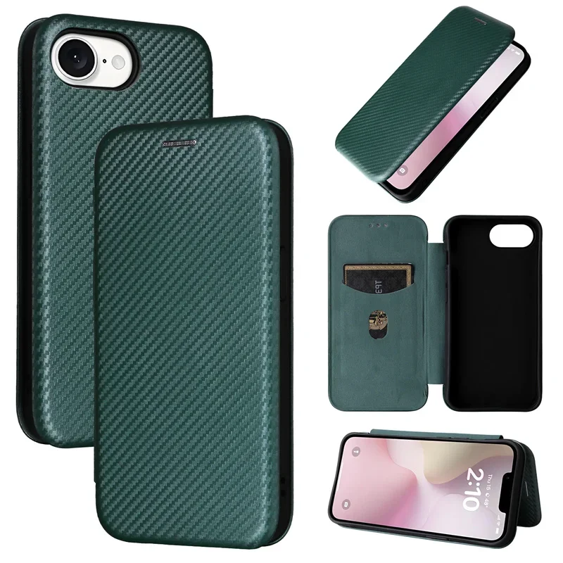 

For Iphone SE4 2024 Cover Luxury Carbon Fiber Skin Magnetic Adsorption Full Case For iphone SE4 Phone Bags