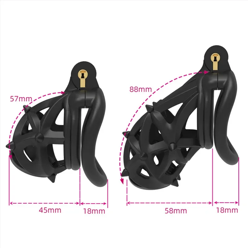 New Removable Soft Spike Chastity Cage Long/Short with 4 Size Cock Ring Penis Lock Lightweight Chastity Device Male Sex Products