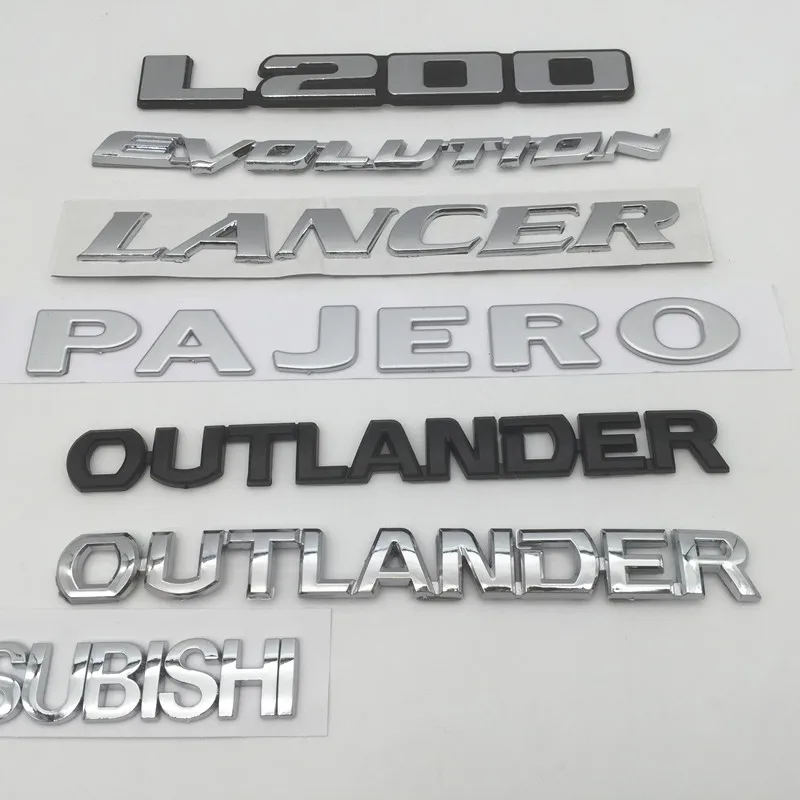 1pcs LANCER L200 EVOLUTION PAJERO OUTLANDER car Letter Rear trunk Decals Emblem badge sticker Decal styling auto Accessories