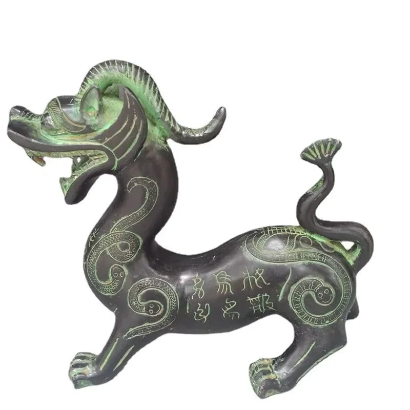 Collect Tibetan Chinese Bronze Hand Carved Brave Troops Foo Dog Statue