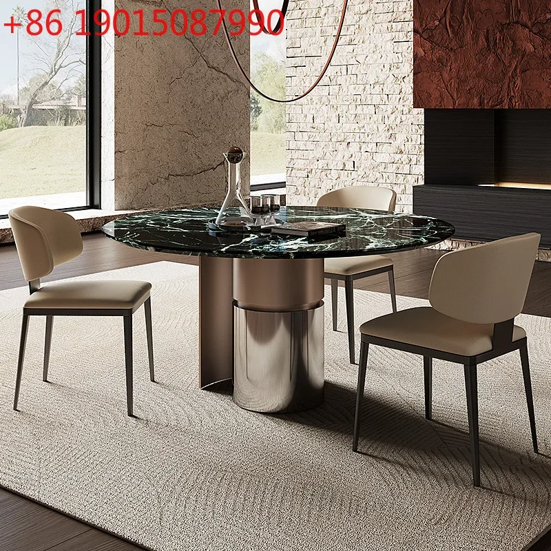 Jeaek Italian minimalist natural luxury stone dining  marble dining  premium round  dining  high-end