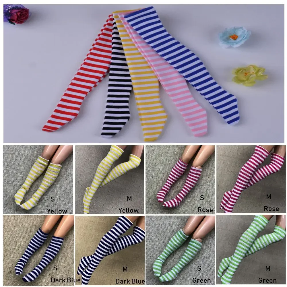 1Pair 1/6 Doll Stripe Socks Doll Stocking Clothes Dollhouse Decoration Toys Children Girl Gift DIY Doll Accessories