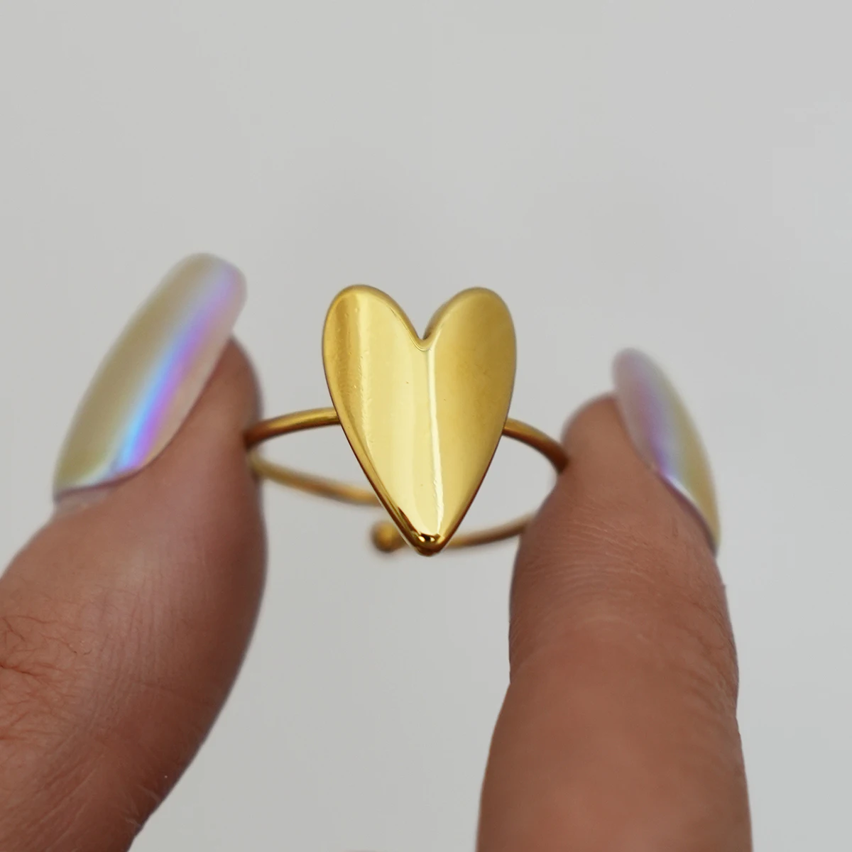 

Minimalist Stainless Steel Heart Open Rings for Women Charm Cute Retro Elegant 18K Gold Plated Waterproof Jewelry 2026