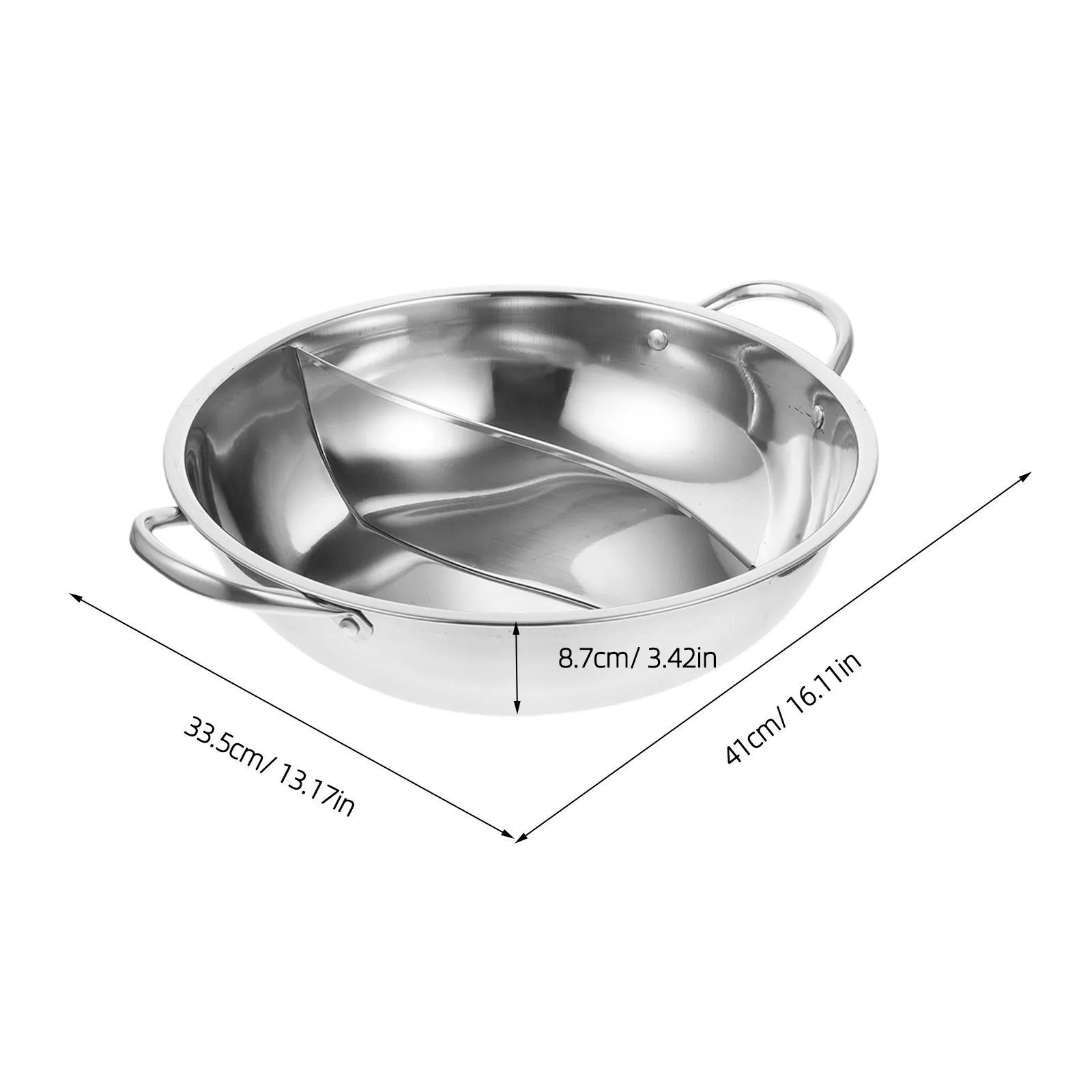 34Cm Yuanyang Hot Pot Stainless Steel Divided Shabu Shabu Pot for Spicy Clear Broth Simultaneous Cooking Space Saving Home