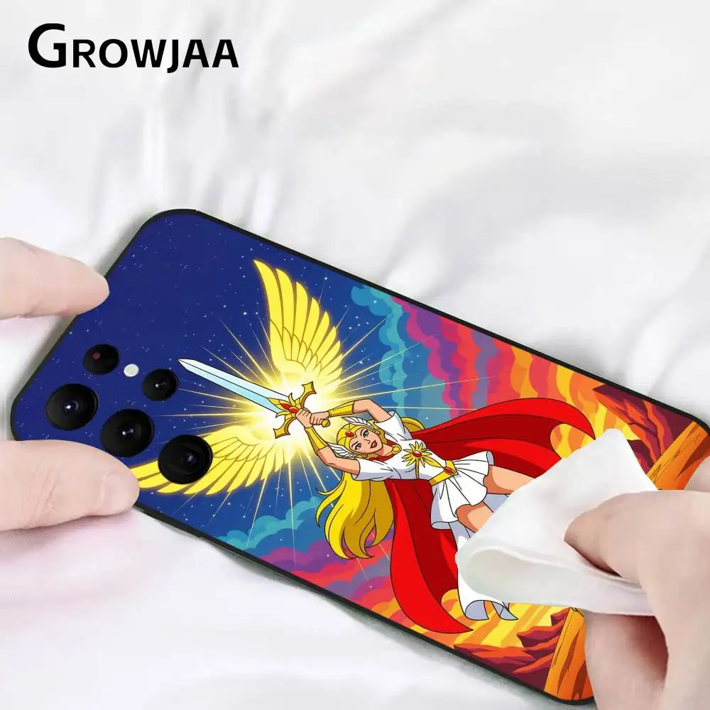 ヒーマン漫画風スマホケース サムスン Galaxy S25 S24 S22 S23 Ultra S21 S20 Plus 5G対応 フロスト加工 滑り止め フルソフトケース