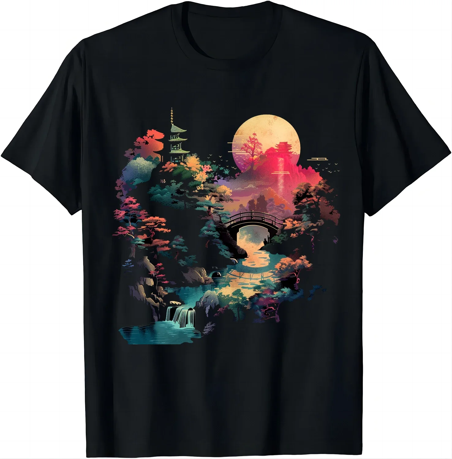 

Retro Style Tshirts Serene Asian Landscape Tee Explore The Magical Orient Unisex Style Shirts for Women Men Clothing Streetwear