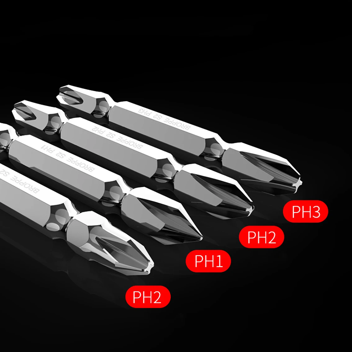 Destornillador de doble cabeza PH1 PH2 PH3, 1 piezas, puntas de destornillador magnéticas Phillips ranuradas cruzadas y planas, 65/100/150mm de