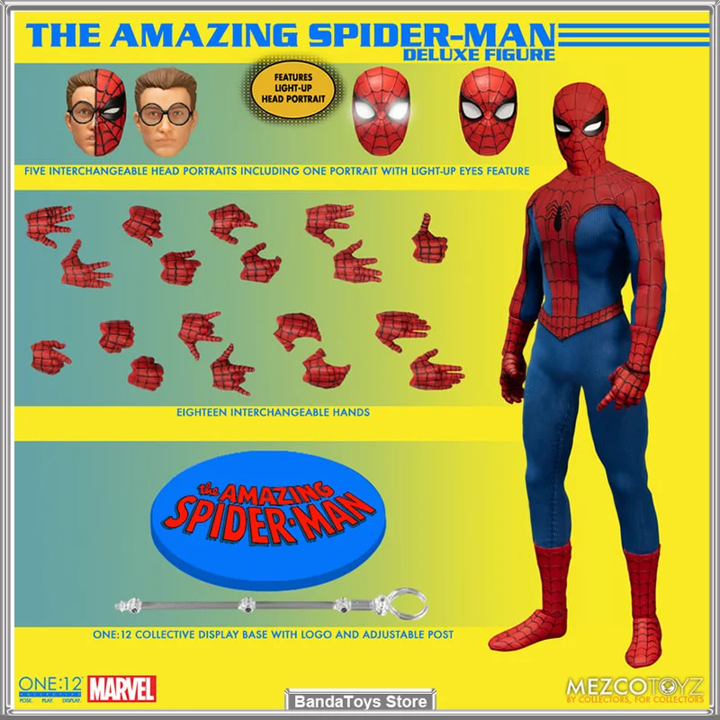 In Stock 100% Original Mezco 1:12The Amazing Spider Man Batman Wolverine White Ranger Anime Action Collection Figures Model Toys
