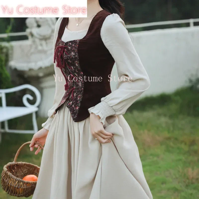 

Retro Court Lolita 2pcs Long Skirt French Pastoral Style Dress Retro Forest Suit Simple Design Dress European Middle Ages 2025