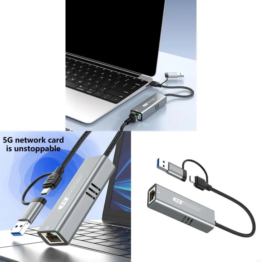 

Быстрая скорость USB типа C в RJ45 Адаптер 5000 Мбит / с сетевых преобразователей Ethernet для ноутбуков и настольных