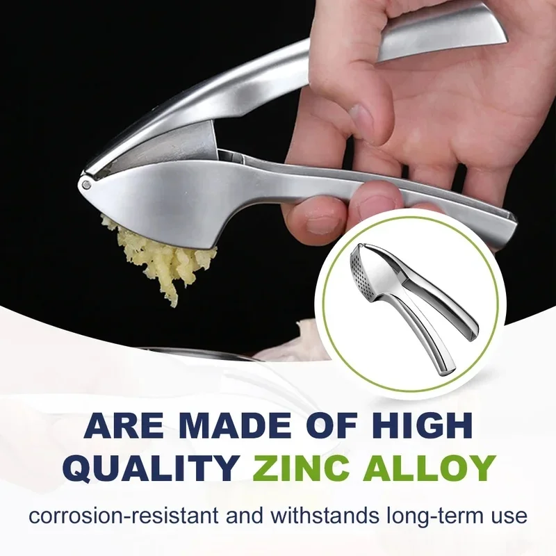 Stainless Steel Detachable Garlic Press Mincer Easy Squeeze Clean Kitchen Garlic Crusher Tool